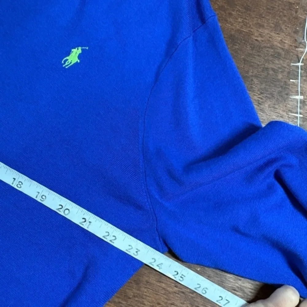 Polo‎ Ralph Lauren Cobalt Blue Sweater Mens XL Cotton Preppy Coastal Logo V-Neck